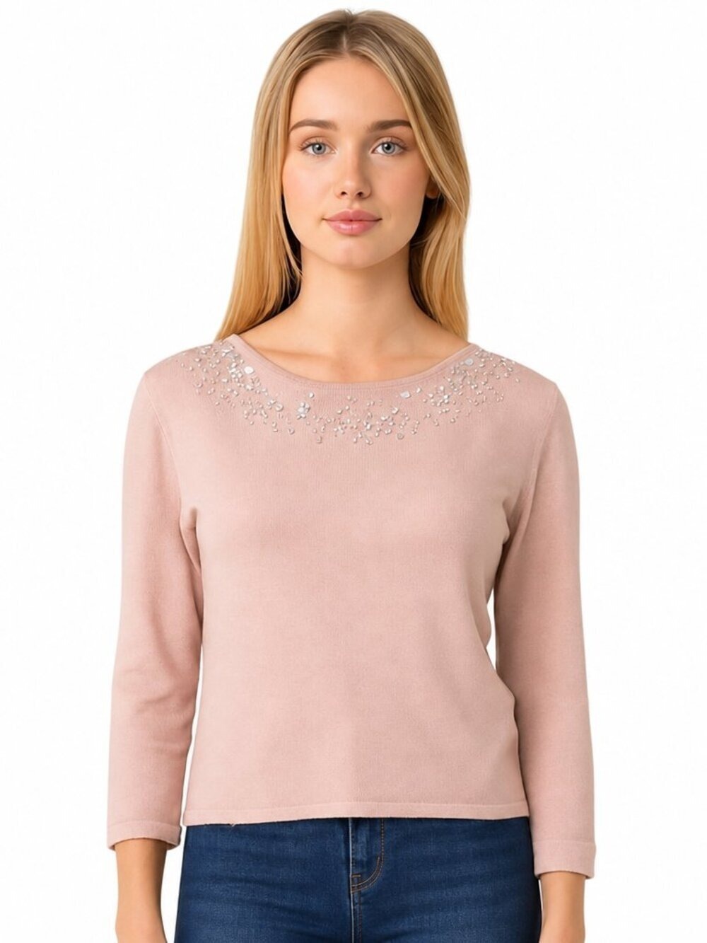 Ruby Rd Pale Pink Metallic Sweater Top Size Large